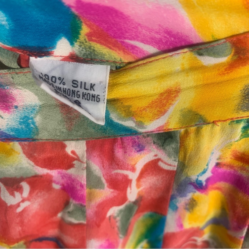 VTG Albert Nipon Boutique 100% Silk Pleated Floral Midi Skirt - Picture 4 of 11